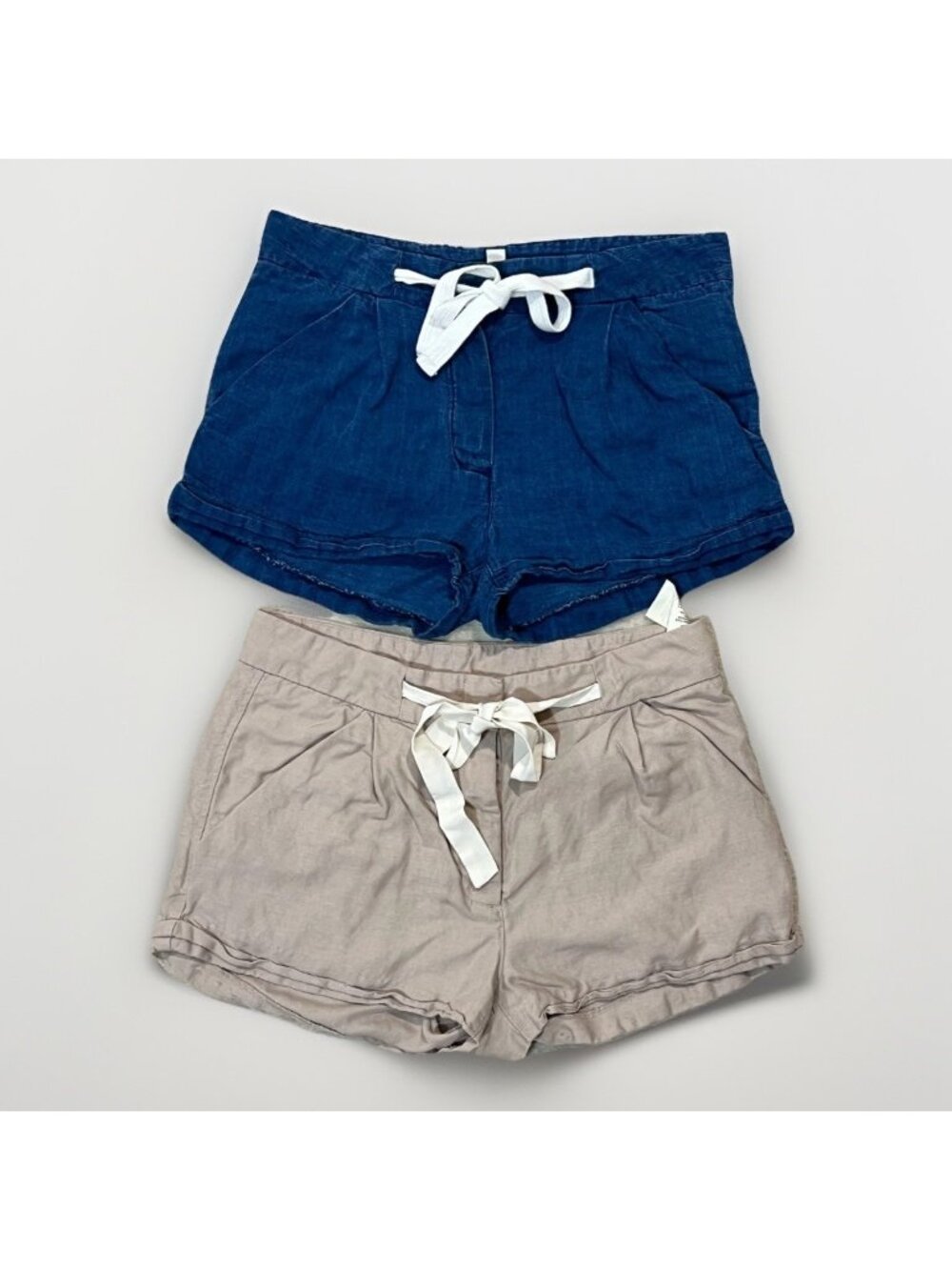 LOT of 2 Aritzia Wilfred Shorts Size 2 Linen Blend Allegra Pockets Drawstring